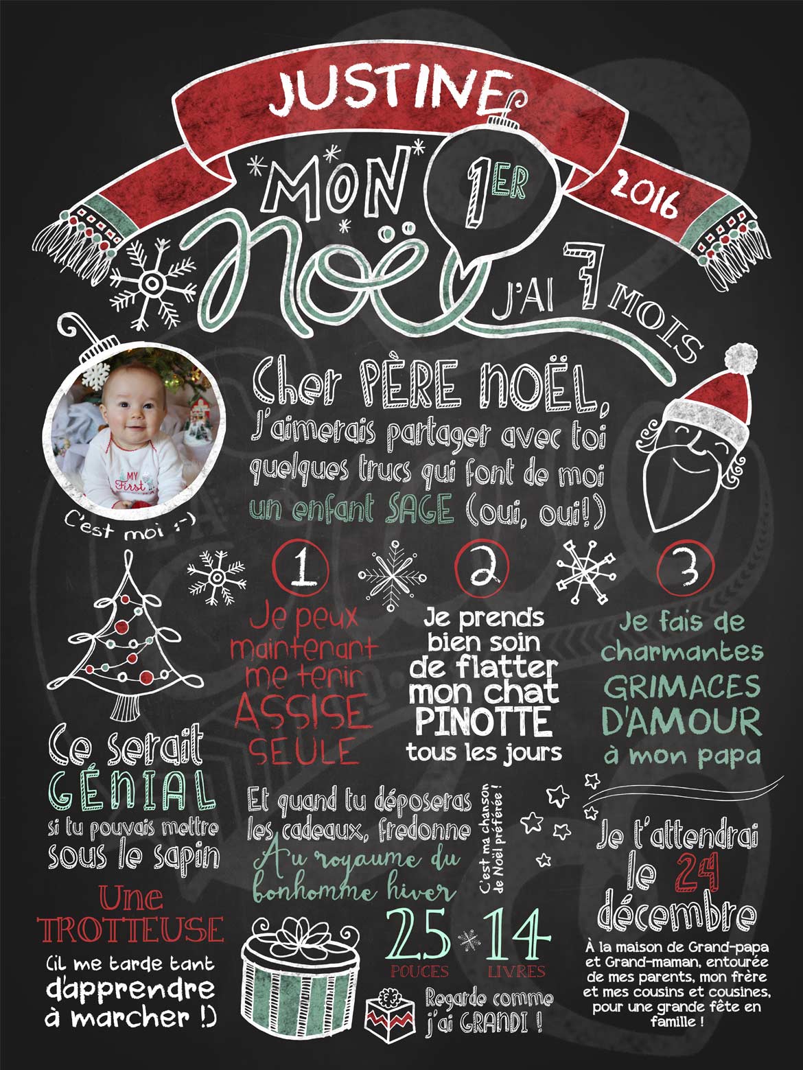 Affiche personnalisée Mon premier Noël 2016