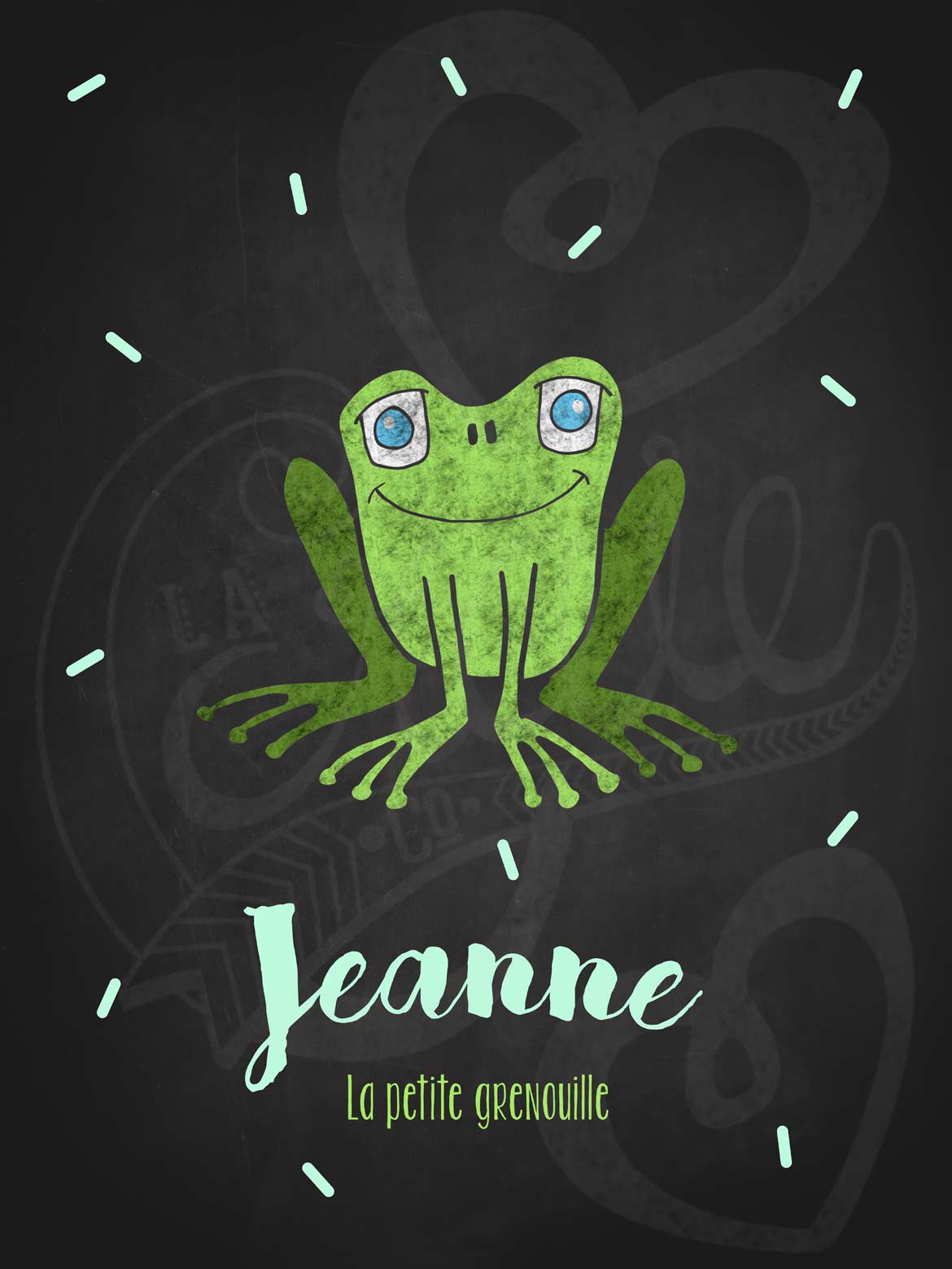 Affiche personnalisée prénom Ma grenouille et moi - NOIR